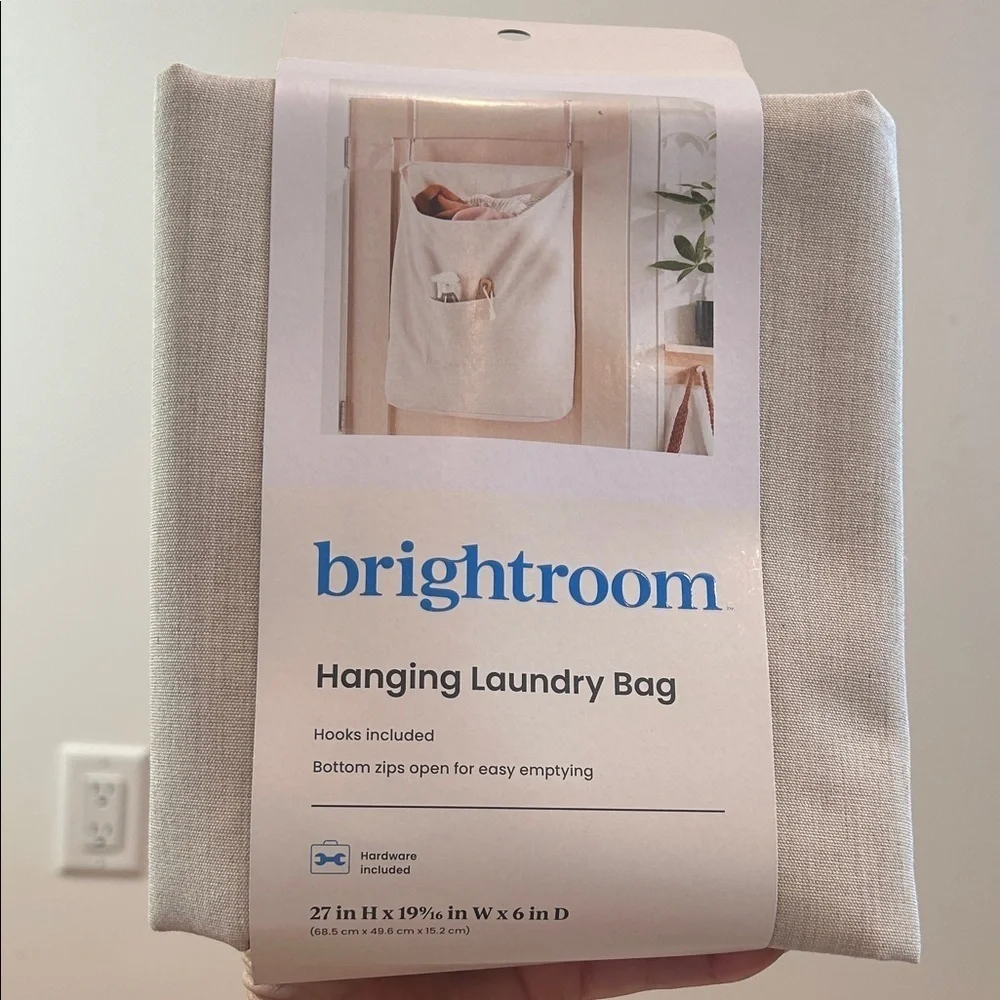 Brightroom Cream Hanging Laundry Bag new with hardware